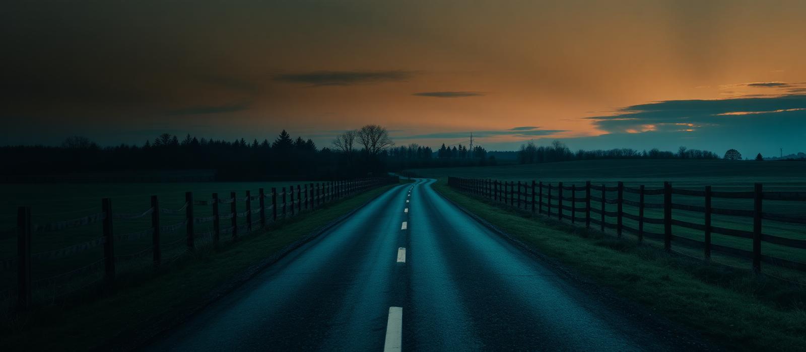 Country road at dusk